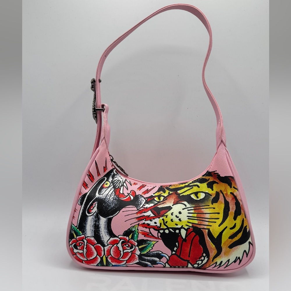 Ed Hardy Pink Shoulder Bag with tiger design
